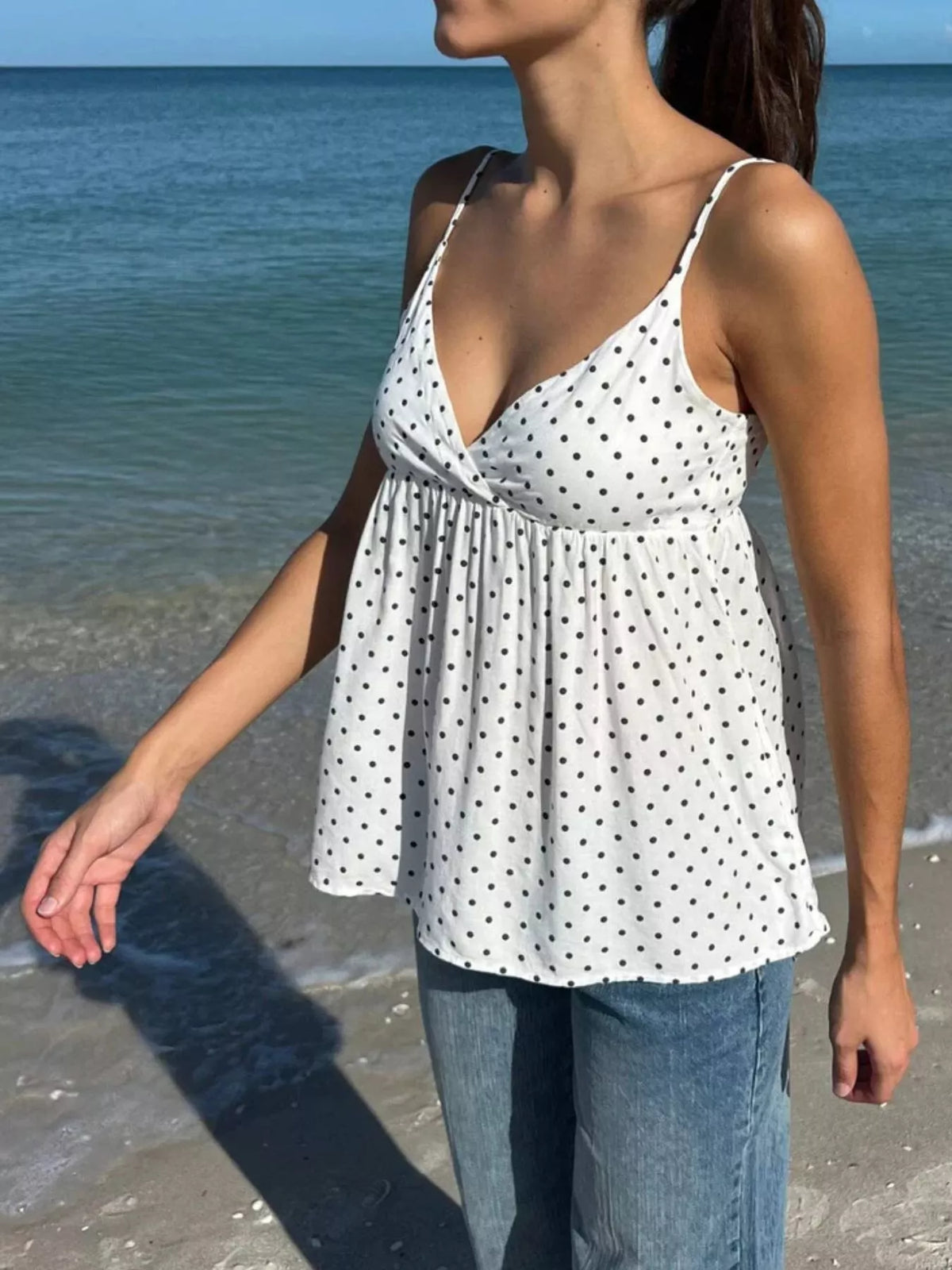 Polka Dot V-neck Flowy Cami (3)