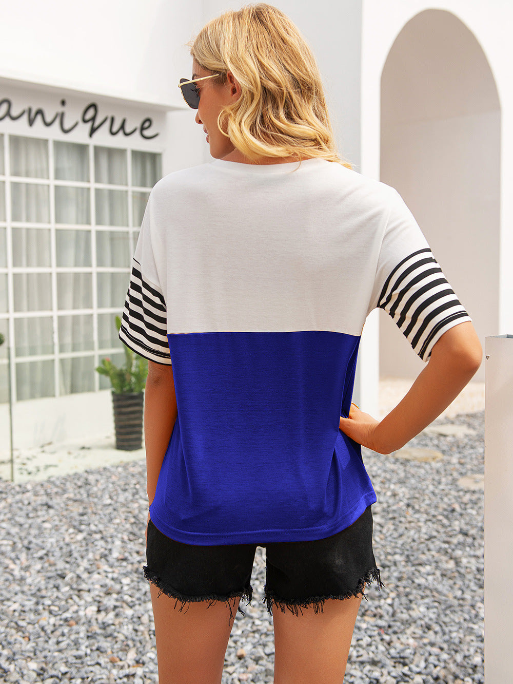 Striped Block Round Neck Tee (6)