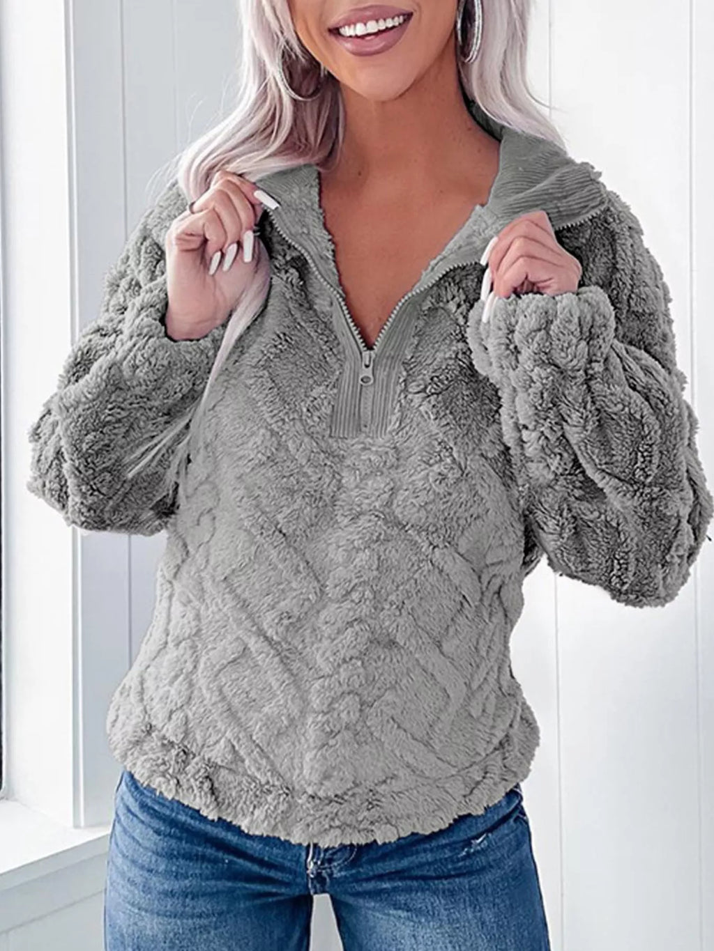 Cozy Fleece Quarter Zip Sweatshirt (7)