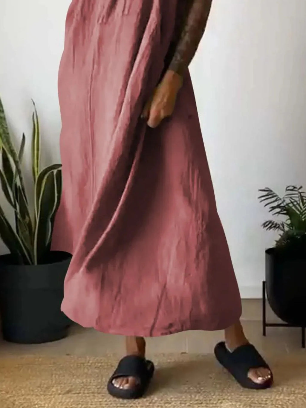 Full Size Ruched Cami Maxi Dress Pockets Plus (20)