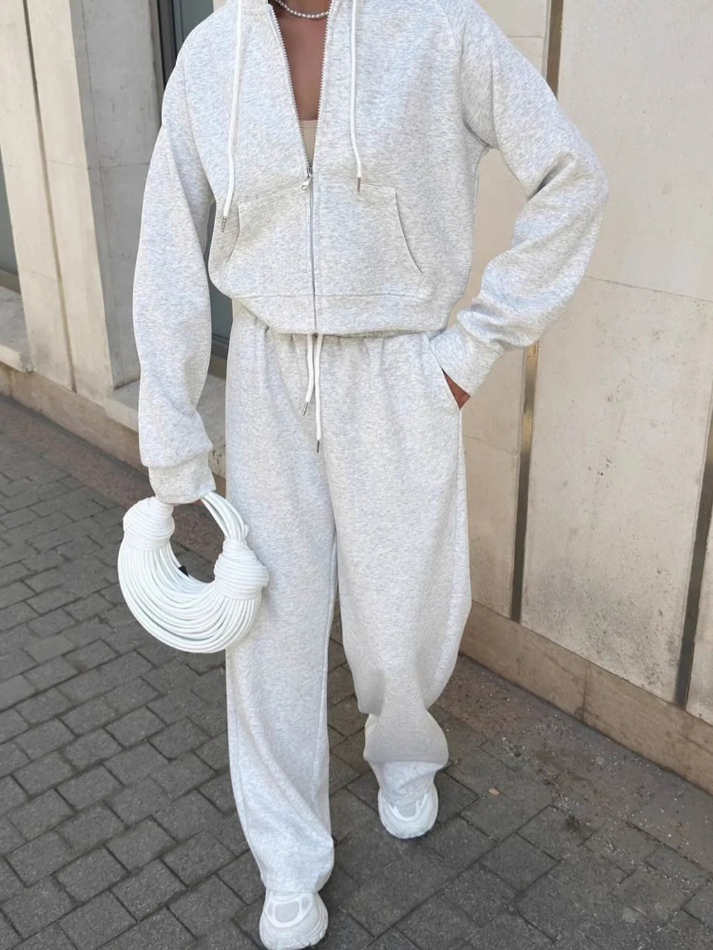 Zip Up Drawstring Hoodie Pants Set (12)