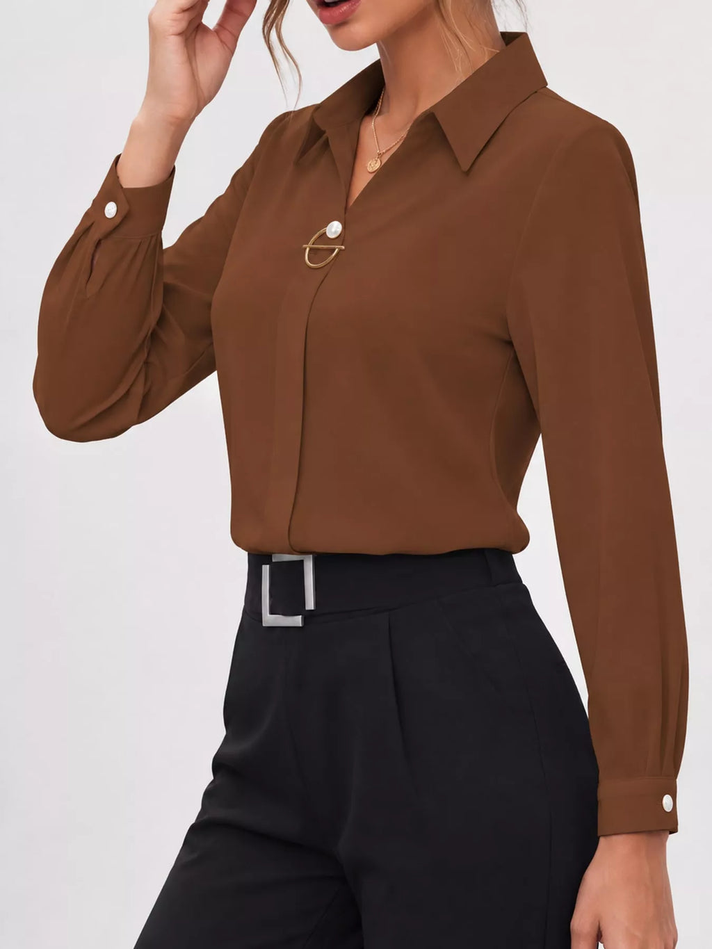 Long Sleeve Satin Blouse (50)