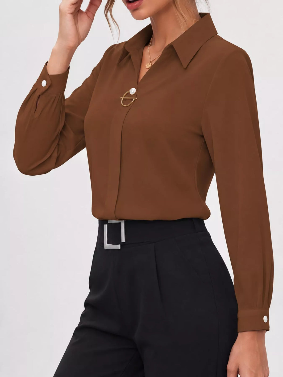 Long Sleeve Satin Blouse (50)