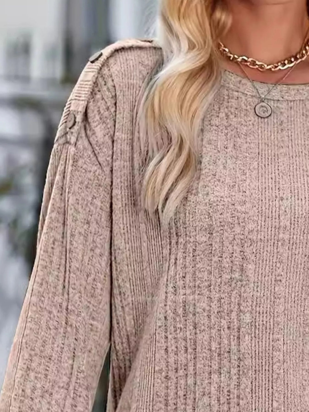 Boat Neck Ribbed Knit T-shirt (8)