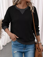 Waffle Knit Crew Neck Long Sleeve Sweatshirt (6)