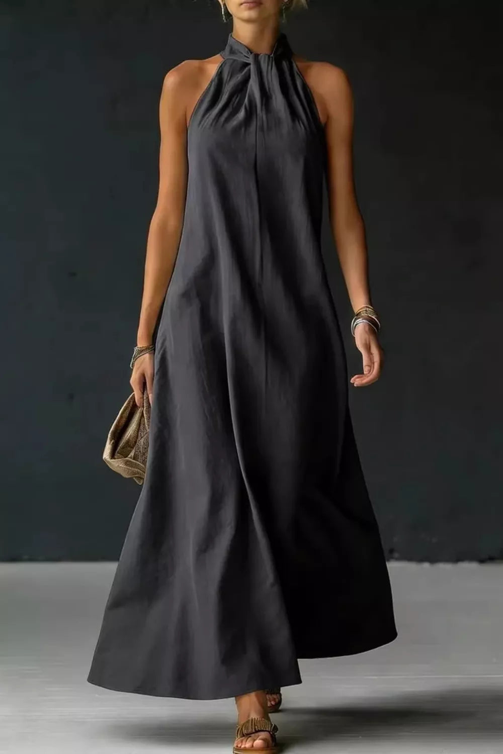 Halter Neck Sleeveless Maxi Dress (9)
