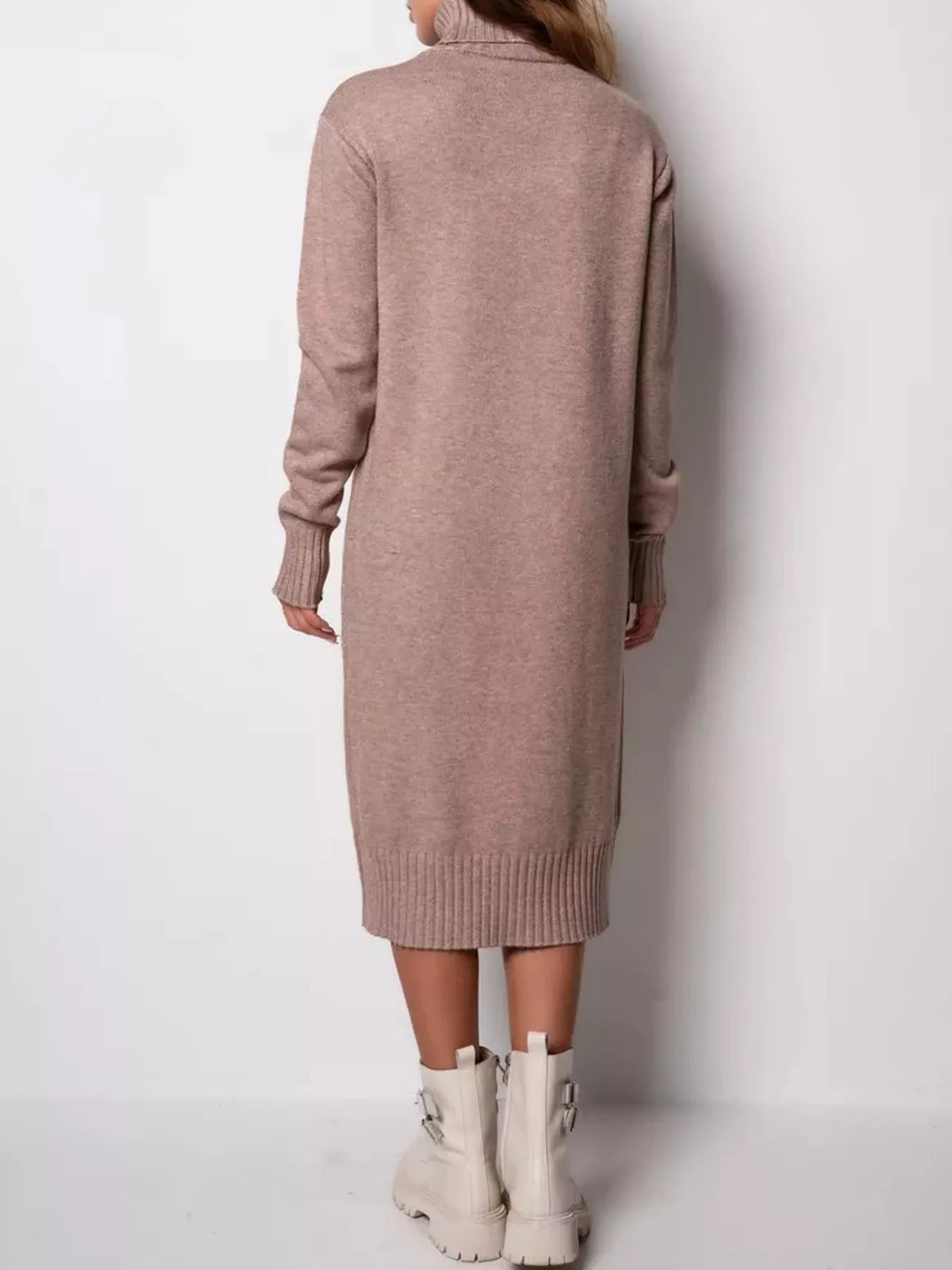 Turtleneck Ribbed Knit Sweater Dress (21)