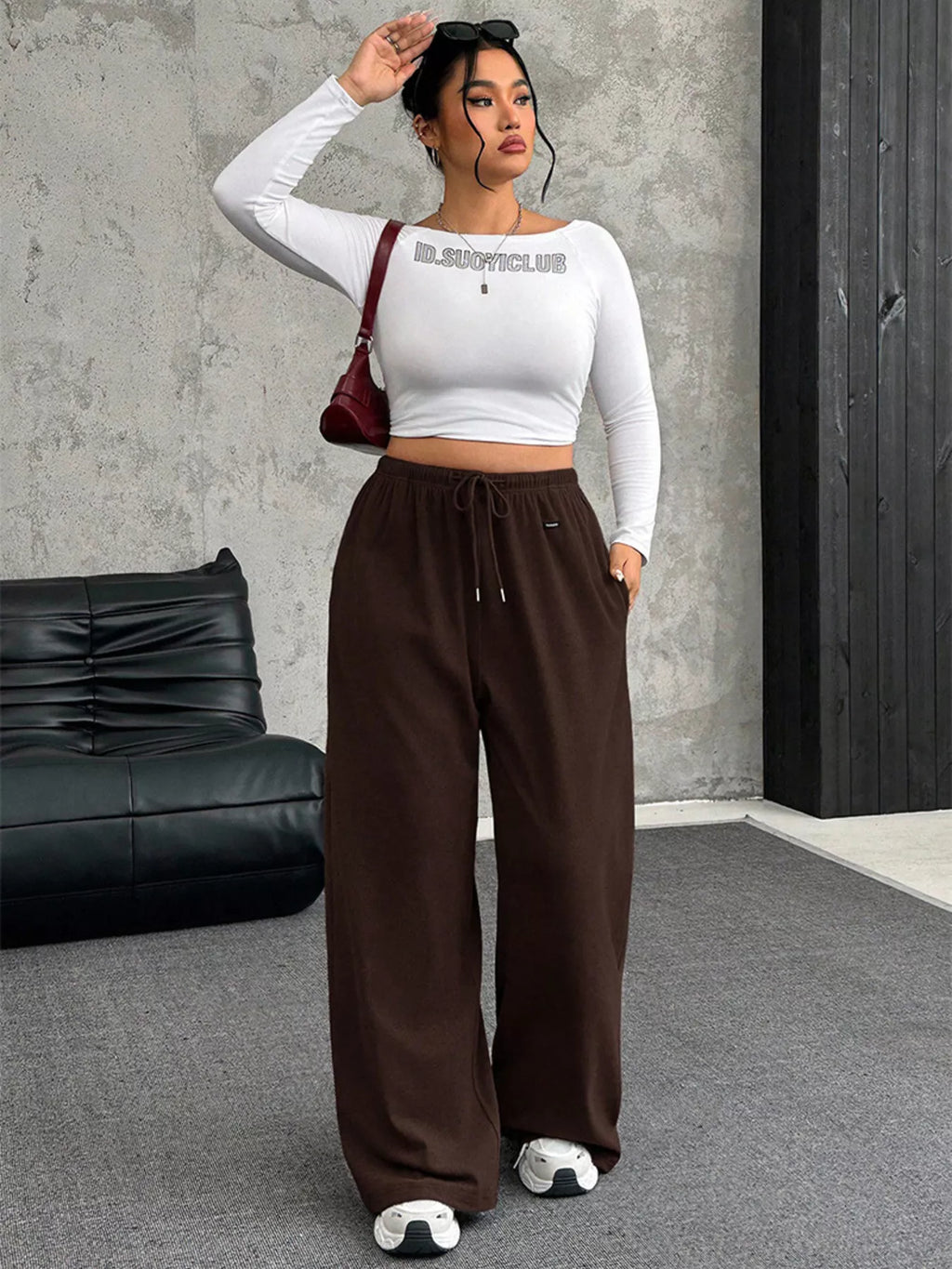 Full Size Drawstring Wide Leg Pants Plus (4)