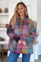 Full Size Plaid Dropped Shoulder Fleece Hoodie Plus (14)