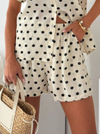 Polka Dot Button Up Shirt Shorts Set (10)