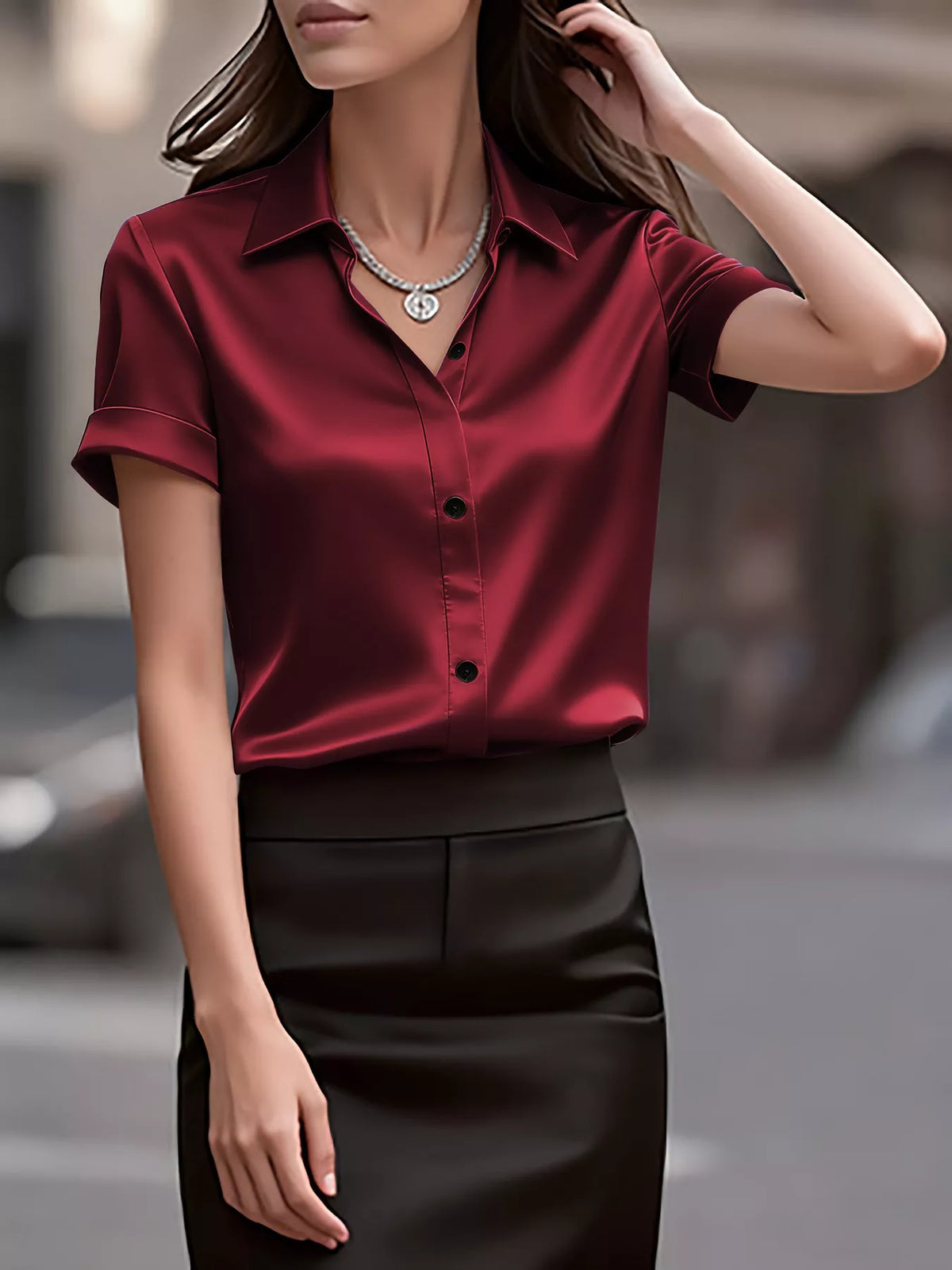 Satin Short-sleeve Shirt (5)