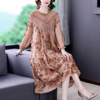 Middle Aged Mother's Silk Dress variant CJLY163013701AZ|CJLY163013702BY|CJLY163013703CX|CJLY163013704DW|CJLY163013705EV|CJLY163013706FU
