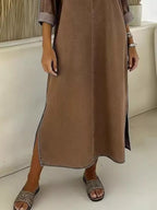 Side Slit V-neck Midi Dress (8)