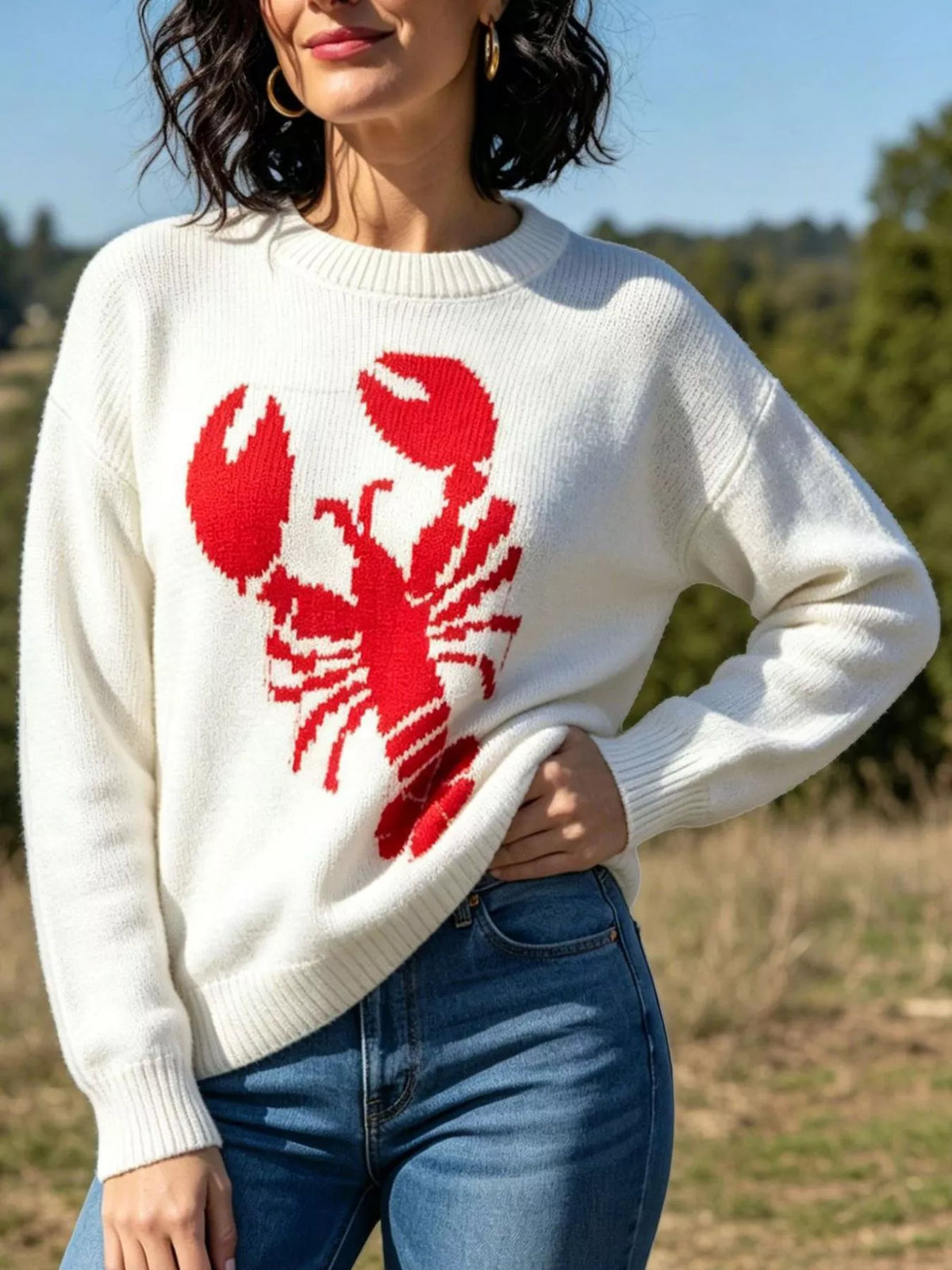 Lobster Graphic Crew Neck Sweater (2)