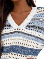 Chic Striped Crochet Knit Top (5)