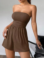 Chic Strapless Ruched Waist Romper (15)