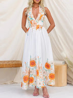 Floral Print Halter Neck Maxi Dress (4)