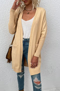 Open Front Long Sleeve Cardigan Pockets
