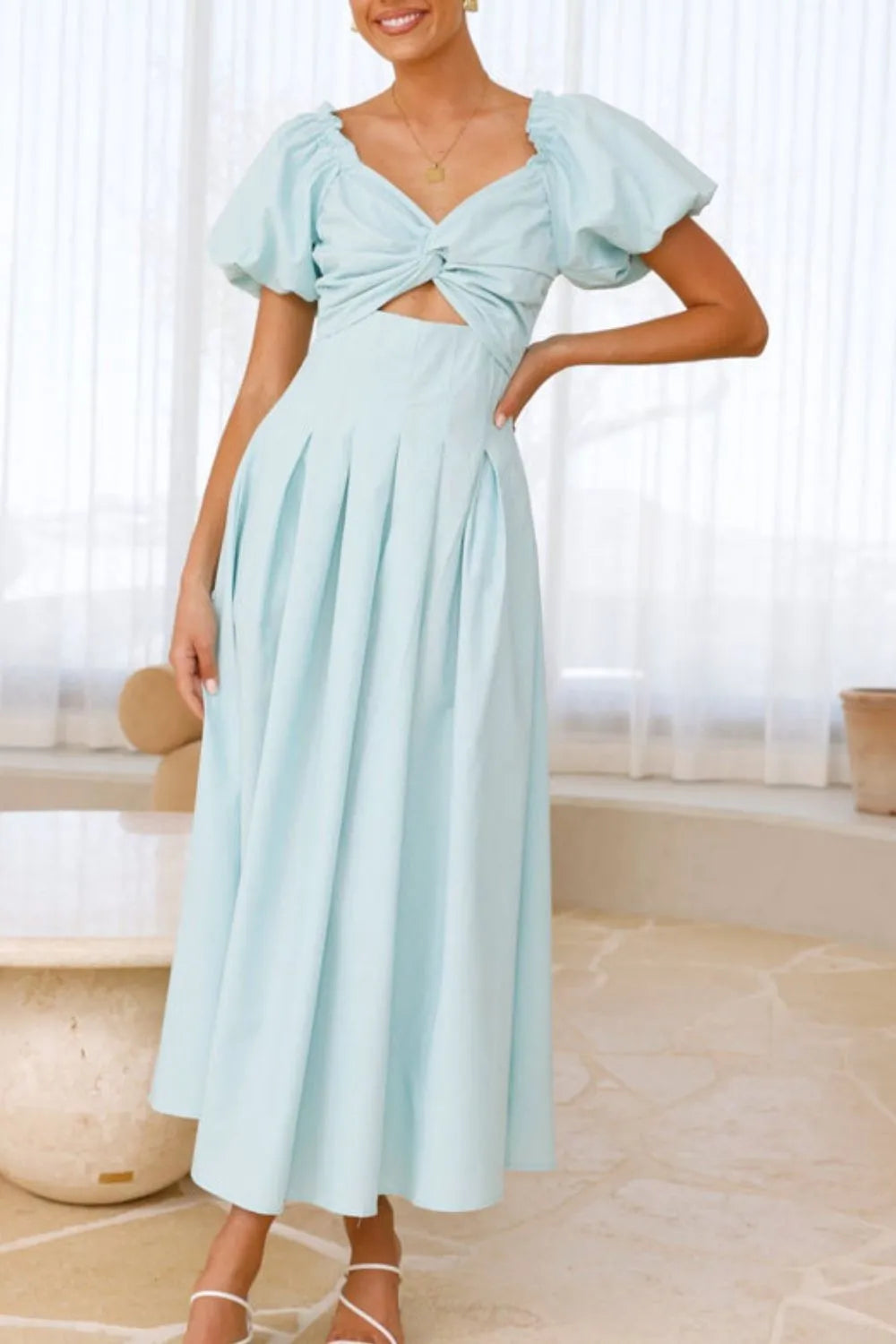 Sweetheart Neck Puff Sleeve Dress (30)