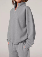 Half-zip Sweatshirt Wide-leg Sweatpants Set (26)