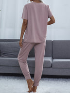 Round Neck Short Sleeve Top Pants Set (12)