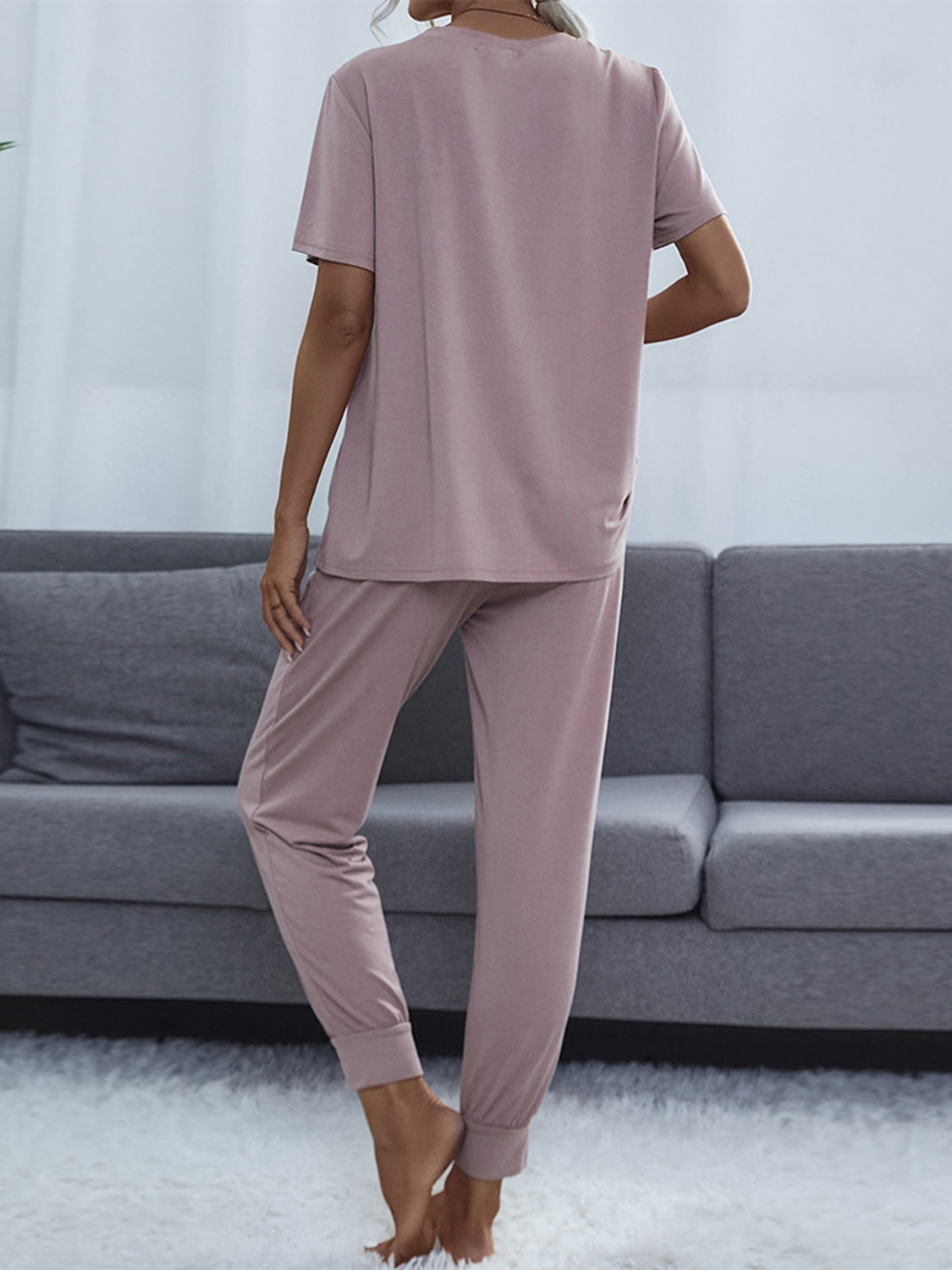 Round Neck Short Sleeve Top Pants Set (12)