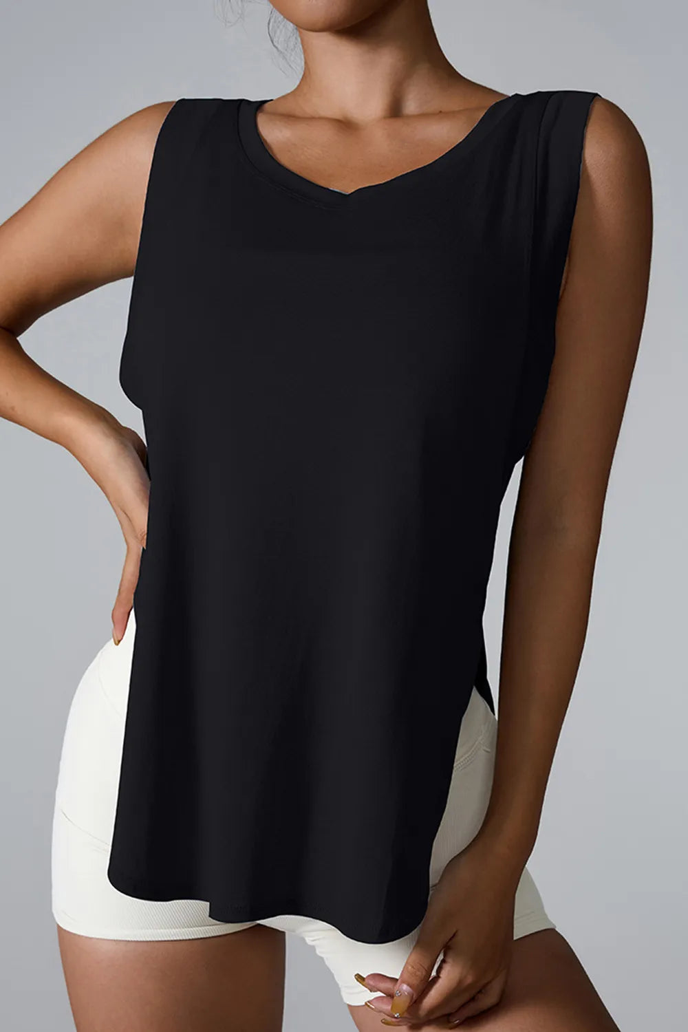 Slit Round Neck Active Tank (5)