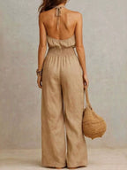 Smocked Halter Neck Wide-leg Jumpsuit (2)