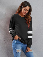 Full Size Striped Round Neck Long Sleeve T-shirt (9)