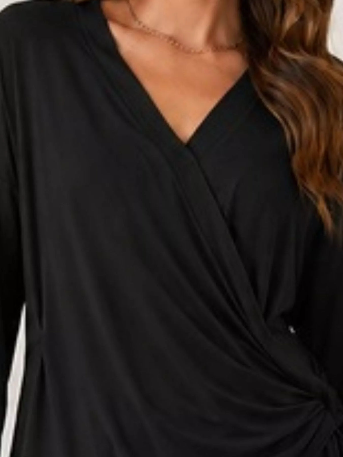Long Sleeve Wrap T-shirt Side Knot Detail (8)