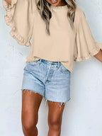 Ruffle Trim Half Sleeve Blouse (8)