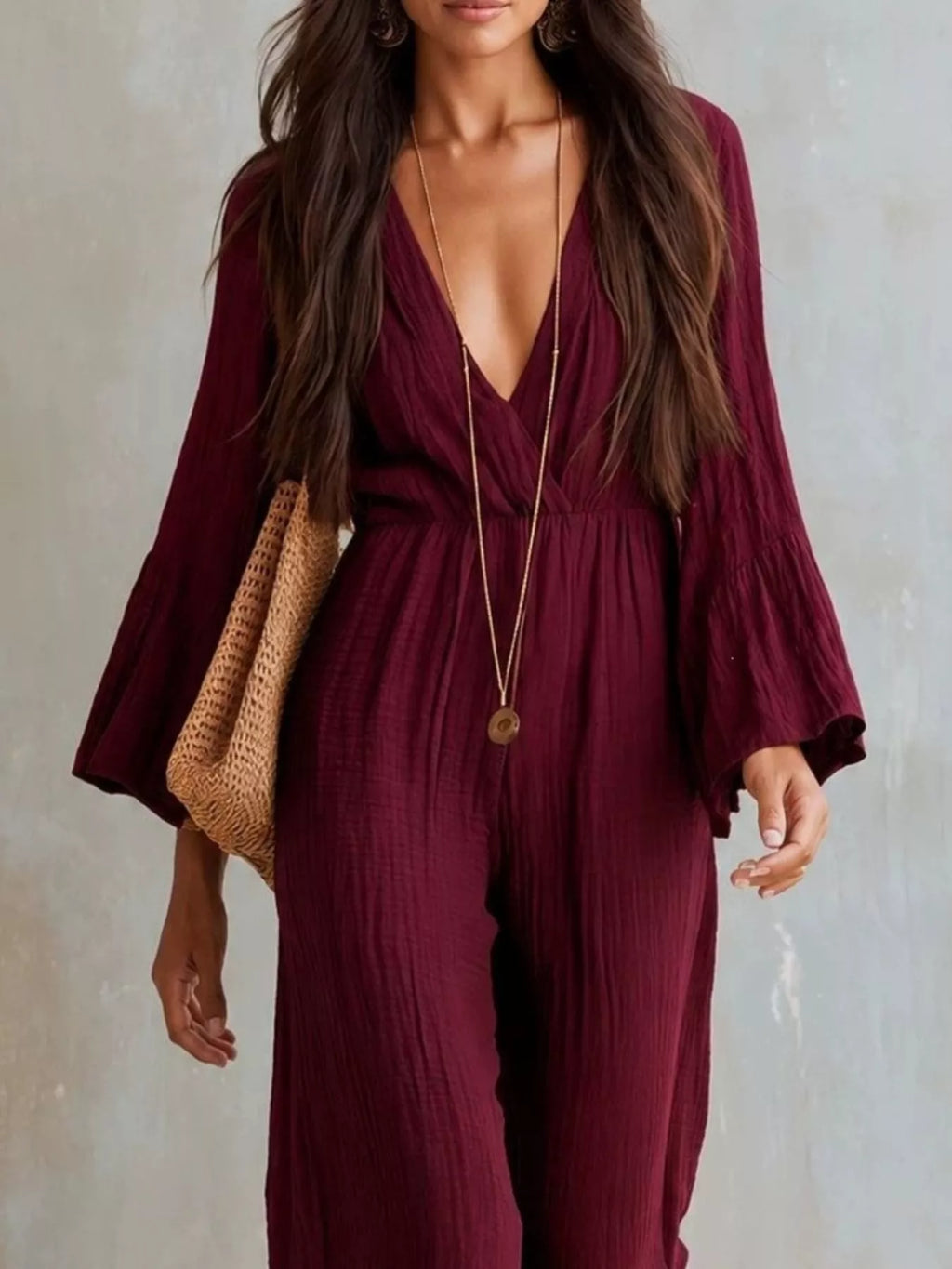 Textured Flare Sleeve Jumpsuit (11)