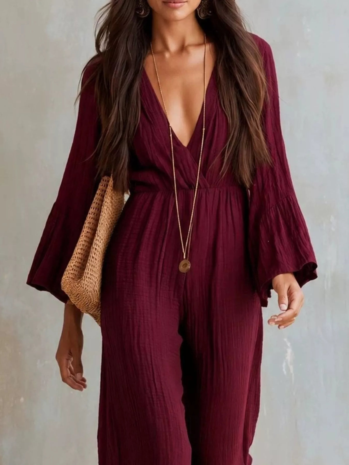Textured Flare Sleeve Jumpsuit (11)