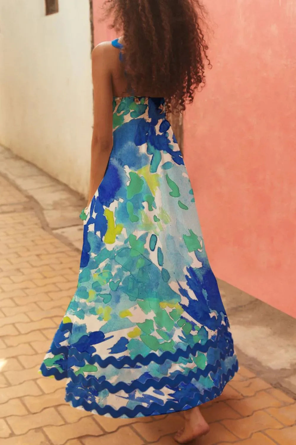 Printed Square Neck Wide Strap Dress (11)