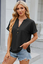 Eyelet Notched Short Sleeve T-shirt (4)