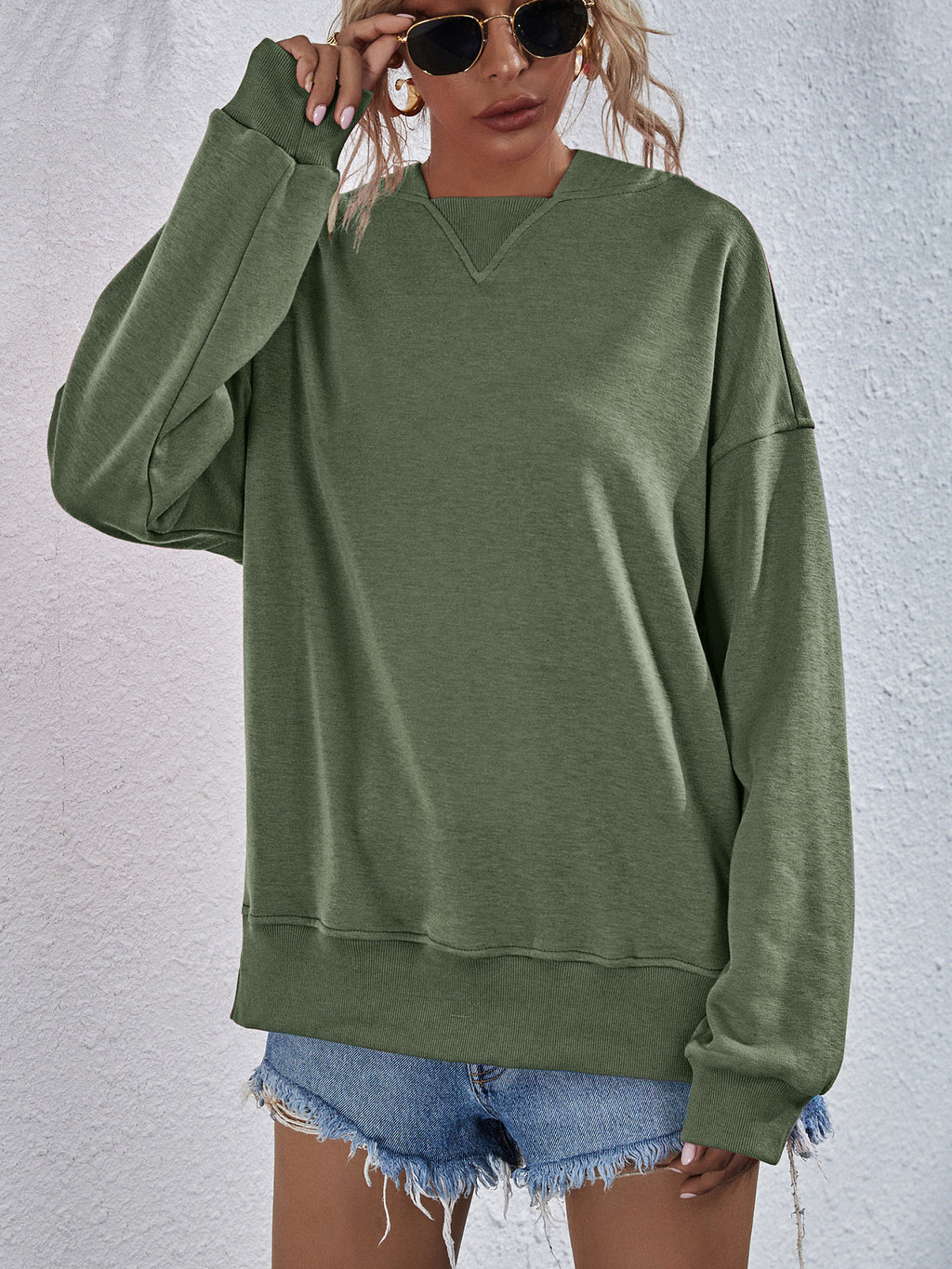 Dropped Shoulder Slit Hoodie (26)