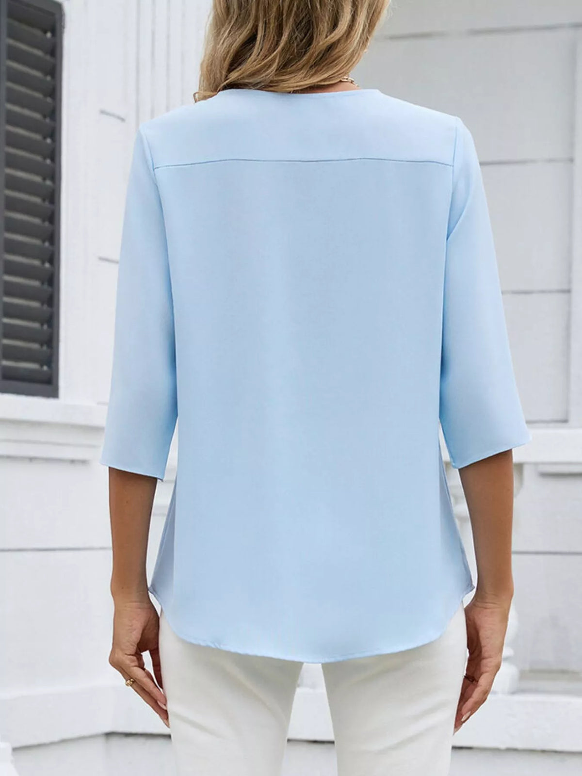 V-neck 3/4 Sleeve Blouse (4)