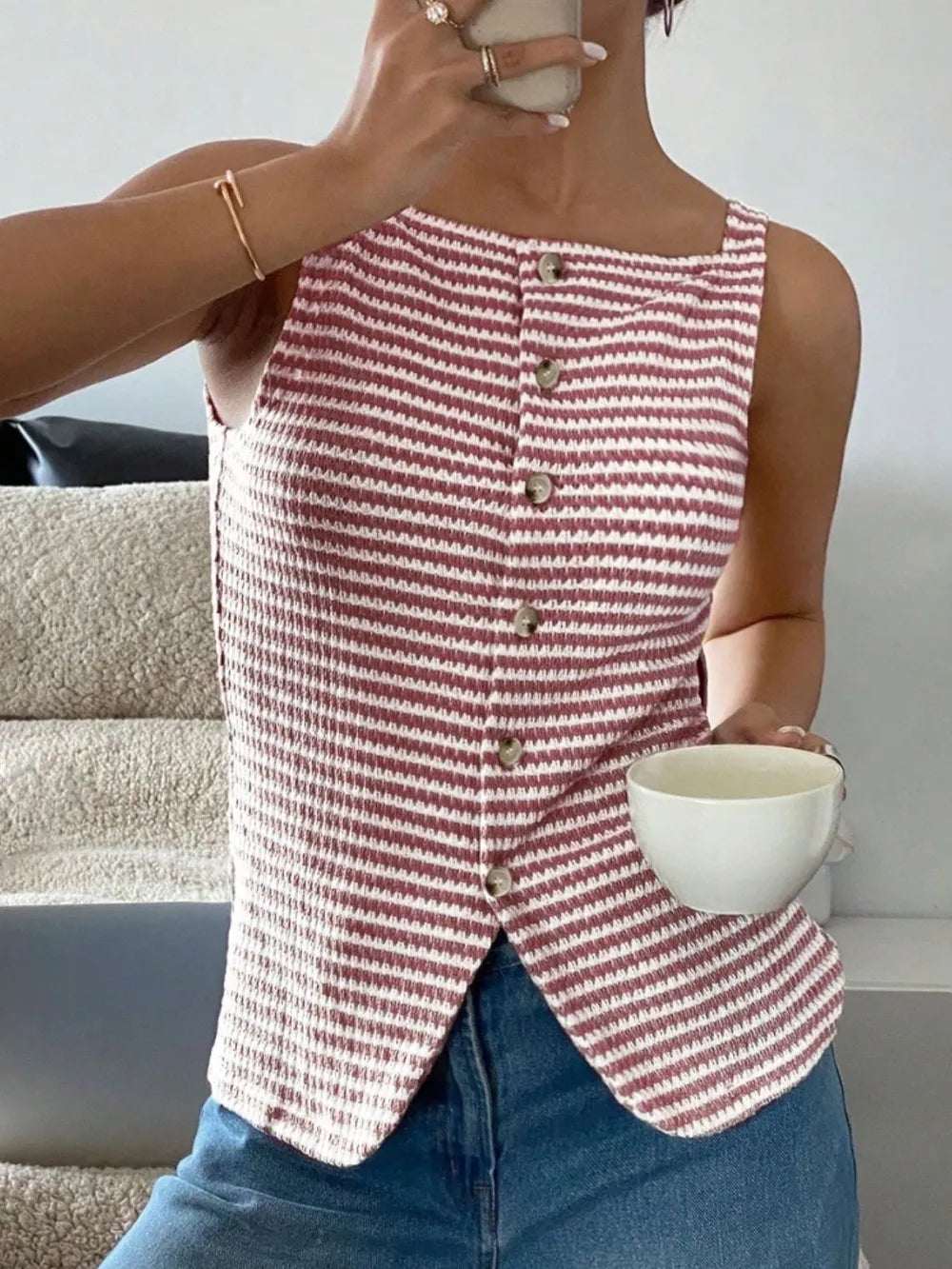 Button Down Striped Tank (6)