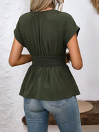 Surplice Short Sleeve Blouse (13)