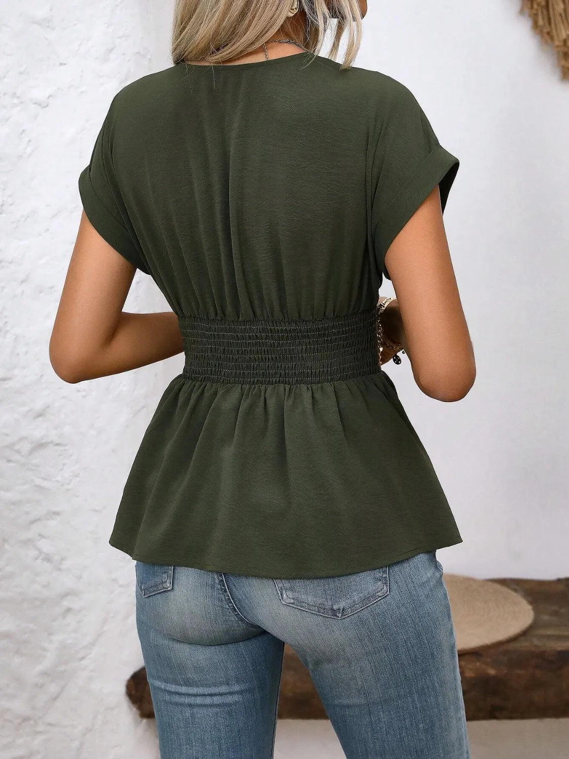 Surplice Short Sleeve Blouse (13)