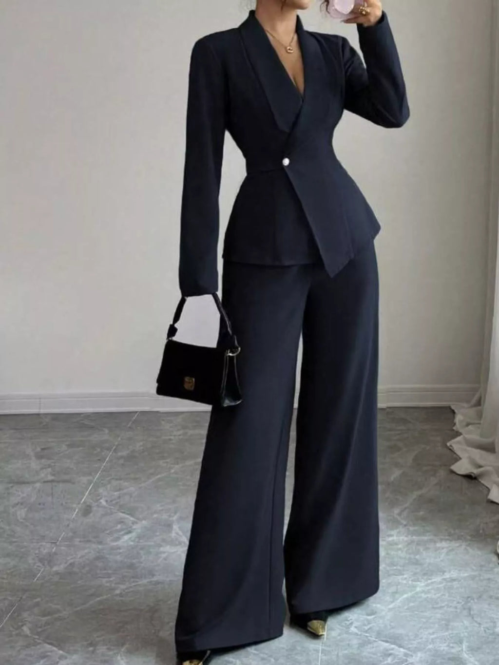 One Button Blazer Pants Set (8)