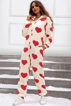 Fuzzy Heart Zip Up Hooded Lounge Jumpsuit (3)