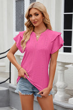 Eyelet Notched Short Sleeve T-shirt (3)