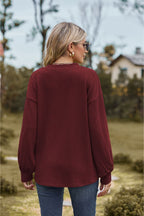 V-neck Dropped Shoulder Blouse (2)