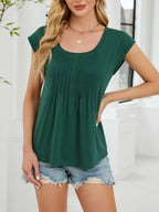 Pleated Front Scoop Neck T-shirt (3)