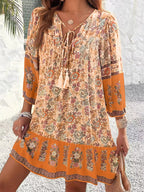 Floral Print Tassel Tie Neck Mini Dress (14)