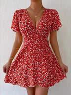 Floral Flutter Sleeve Wrap Mini Dress (9)