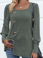 Decorative Button Square Neck Top (8)