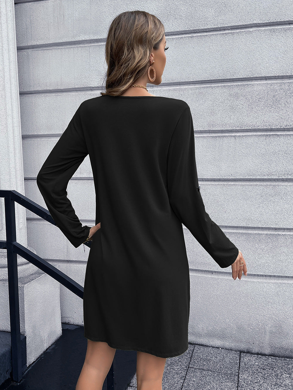 Button Down V-neck Mini Dress (12)