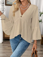 V-neck Bell Sleeve Blouse (6)